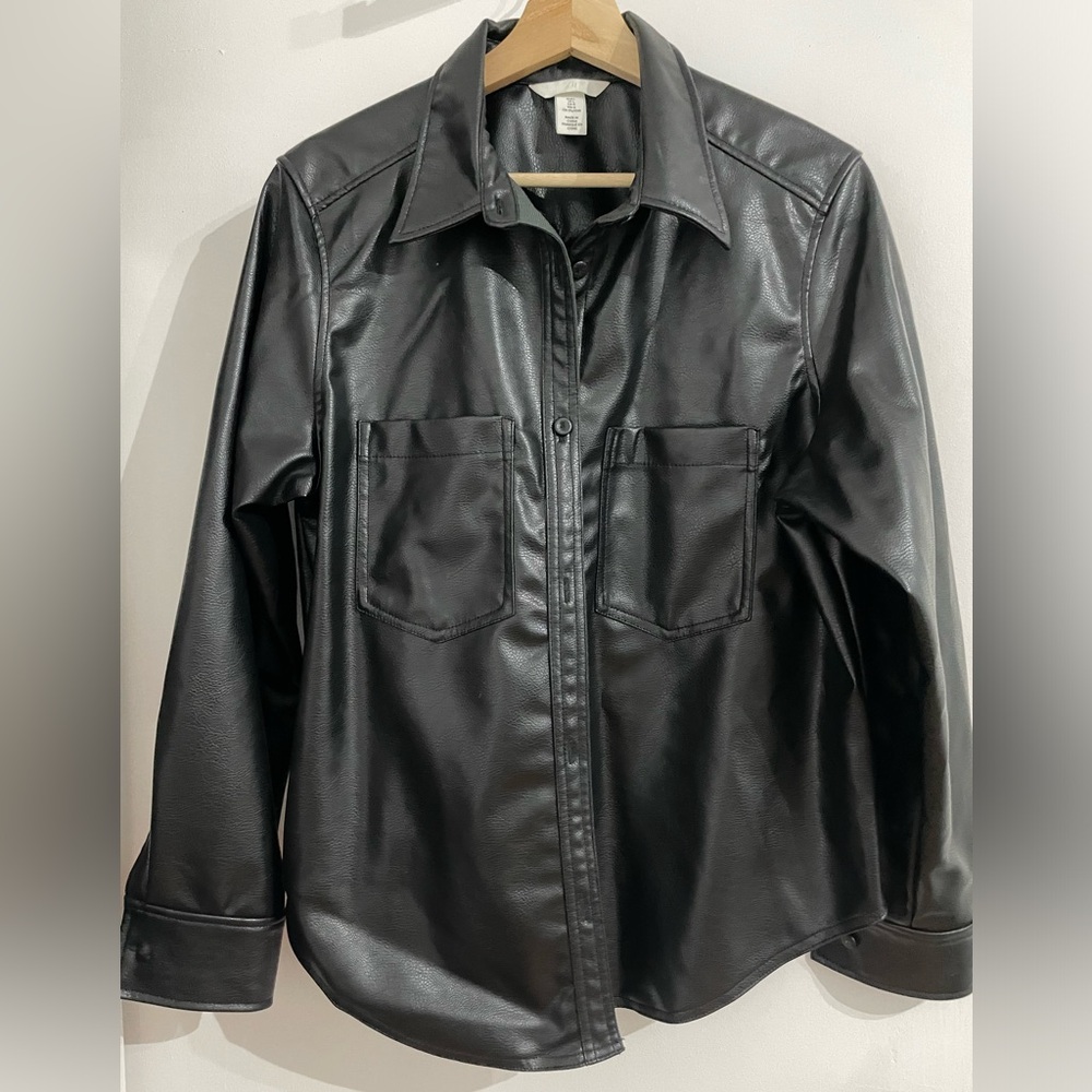 H&M Faux Leather Chambray shirt